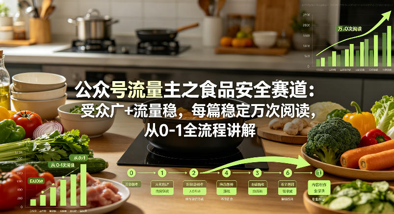 公众号流量主之食品安全赛道，受众广+流量稳，每篇作品稳定万次阅读，从0-1全流程讲解网创项目-知识付费-在线课程-自媒体创业-网络副业-优利资源优利资源网