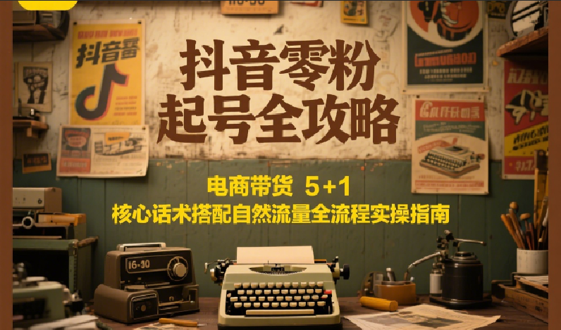 抖音零粉起号全攻略：电商带货 5+1 核心话术搭配自然流量全流程实操指南网创项目-知识付费-在线课程-自媒体创业-网络副业-优利资源优利资源网