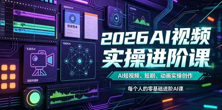 2026AI视频实操进阶课，AI短视频、短剧、动画实操创作，每个人的零基础进阶ai课(更新0825)网创项目-知识付费-在线课程-自媒体创业-网络副业-优利资源优利资源网