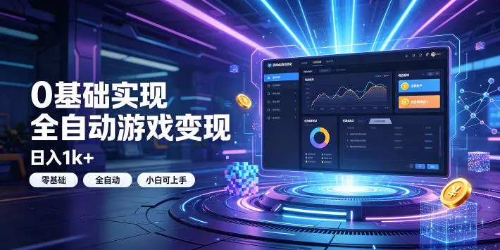 0基础实现全自动游戏变现，日入1k+，小白直接上手搞钱！【揭秘】网创项目-知识付费-在线课程-自媒体创业-网络副业-优利资源优利资源网