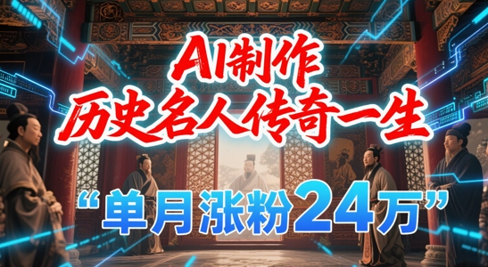 暴力起号！用AI制作历史名人传奇一生，单月涨粉24W，涨粉+变现赛道黑马来了网创项目-知识付费-在线课程-自媒体创业-网络副业-优利资源优利资源网