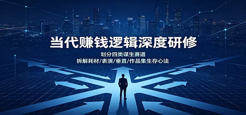 当代赚钱逻辑深度研修:划分四类谋生赛道,拆解耗材/表演/垂直/作品集生存心法网创项目-知识付费-在线课程-自媒体创业-网络副业-优利资源优利资源网