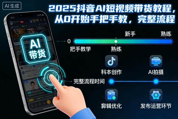 2025抖音AI短视频带货教程，从0开始手把手教，完整流程网创项目-知识付费-在线课程-自媒体创业-网络副业-优利资源优利资源网
