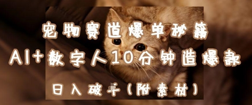 宠物赛道爆单秘籍：AI+数字人10分钟造爆款，日入1k网创项目-知识付费-在线课程-自媒体创业-网络副业-优利资源优利资源网