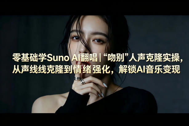 零基础学Suno AI翻唱｜《吻别》人声克隆实操，从声线克隆到情绪强化，解锁AI音乐变现网创项目-知识付费-在线课程-自媒体创业-网络副业-优利资源优利资源网
