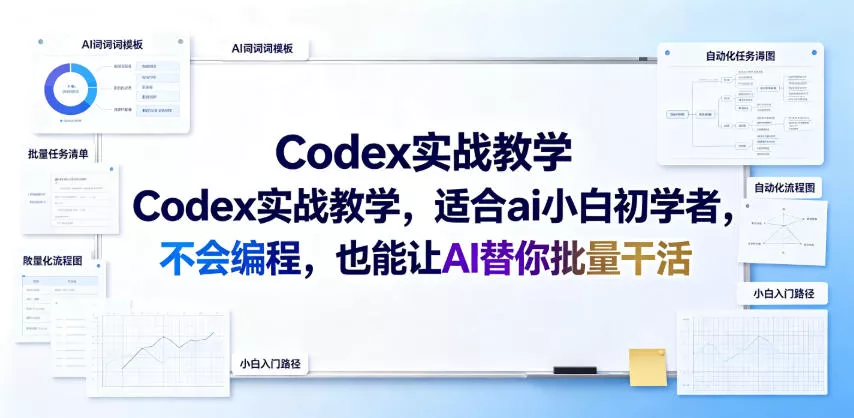 Codex实战教学，适合ai小白初学者，不会编程，也能让AI替你批量干活网创项目-知识付费-在线课程-自媒体创业-网络副业-优利资源优利资源网