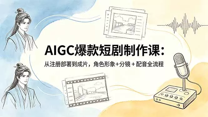 AIGC爆款短剧制作课：从注册部署到成片，角色形象+分镜+配音全流程网创项目-知识付费-在线课程-自媒体创业-网络副业-优利资源优利资源网