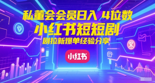 私董会会员日入4位数小红书红果短剧拉新爆单经验分享网创项目-知识付费-在线课程-自媒体创业-网络副业-优利资源优利资源网