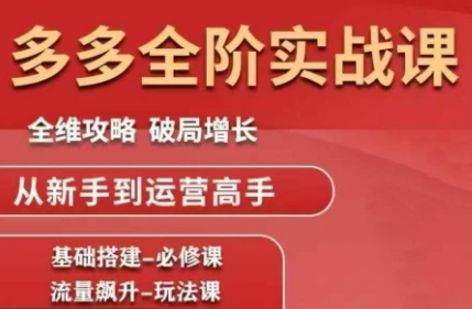 大炮·拼多多全阶实战课程(更新10月)网创项目-知识付费-在线课程-自媒体创业-网络副业-优利资源优利资源网