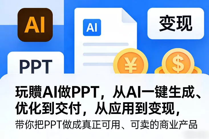 玩賺AI做PPT，从AI一键生成、优化到交付，从应用到变现，带你把PPT做成真正可用、可卖的商业产品(更新0904)网创项目-知识付费-在线课程-自媒体创业-网络副业-优利资源优利资源网