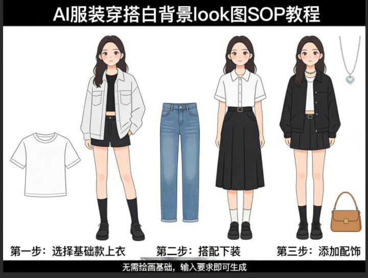 AI服装穿搭白背景look图SOP教程，不用会画画，提几句具体要求，AI就能还你一个奇迹网创项目-知识付费-在线课程-自媒体创业-网络副业-优利资源优利资源网