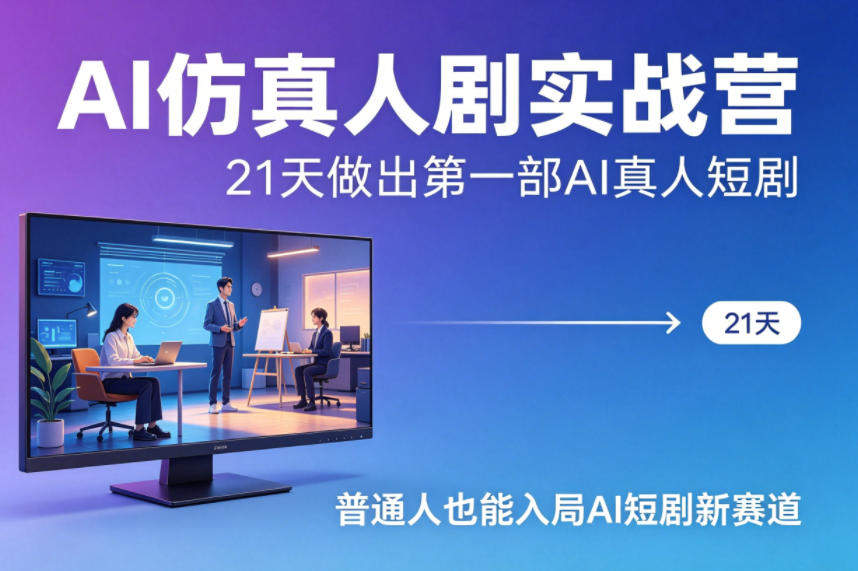 AI仿真人剧实战营，21天做出第一部AI真人短剧，普通人也能入局AI短剧新赛道(更新)网创项目-知识付费-在线课程-自媒体创业-网络副业-优利资源优利资源网
