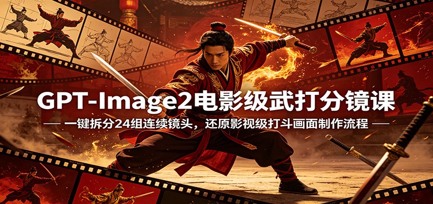GPT-Image2电影级武打分镜课：一键拆分24组连续镜头，还原影视级打斗画面制作流程网创项目-知识付费-在线课程-自媒体创业-网络副业-优利资源优利资源网