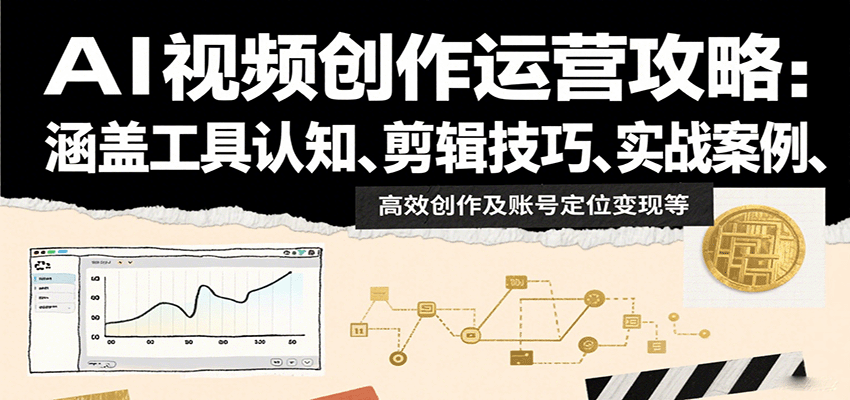 AI视频创作运营攻略：涵盖工具认知、剪辑技巧、实战案例、高效创作及账号定位变现等网创项目-知识付费-在线课程-自媒体创业-网络副业-优利资源优利资源网