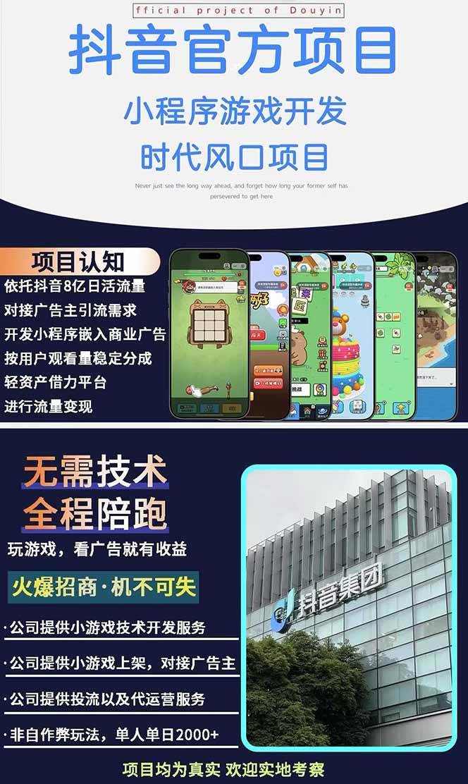 （14512期）2025最热抖音官方项目 Ai时代风口项目小程序游戏开发 实测单个游戏日收…插图1