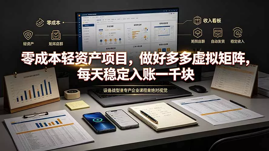 零成本轻资产项目，做好多多虚拟矩阵，每天稳定入账一千块网创项目-知识付费-在线课程-自媒体创业-网络副业-优利资源优利资源网