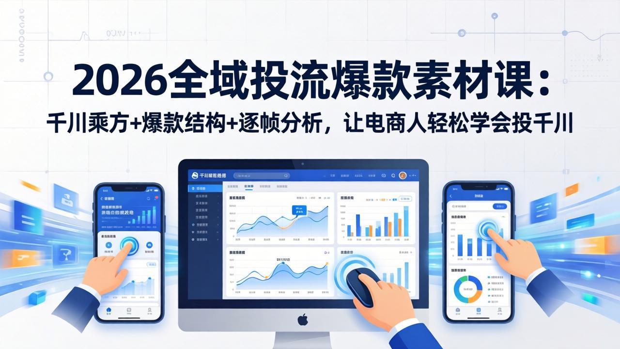 2026全域投流爆款素材课：千川乘方+爆款结构+逐帧分析，让电商人轻松学会投千川网创项目-知识付费-在线课程-自媒体创业-网络副业-优利资源优利资源网