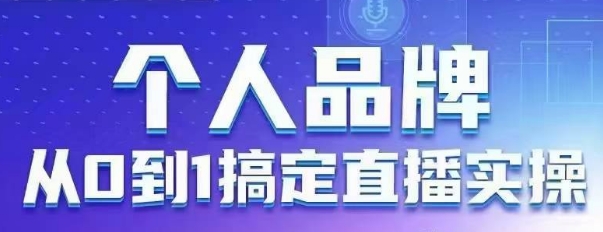 个人品牌：从0到1搞定直播实操，用直播为你的个人品牌赋能，六大实操板块，放大个人影响力网创项目-知识付费-在线课程-自媒体创业-网络副业-优利资源优利资源网