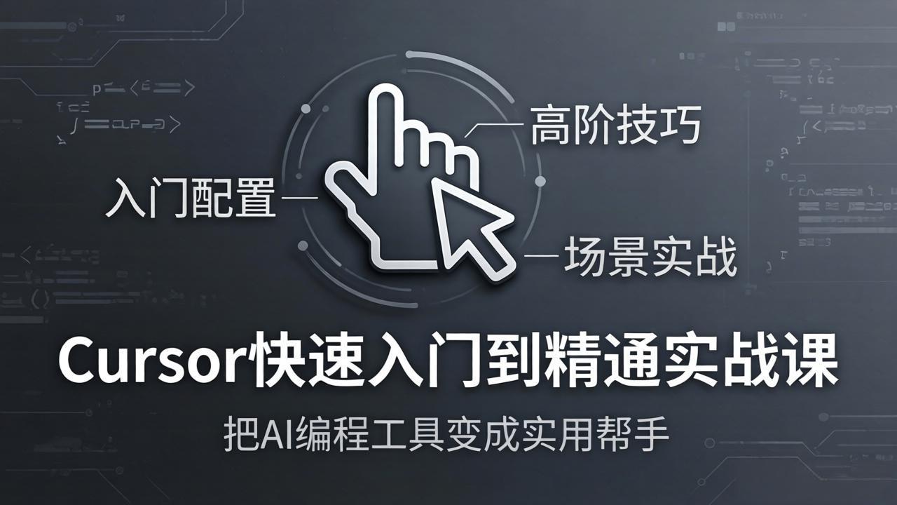 Cursor快速入门到精通实战课：入门配置+高阶技巧+场景实战，把AI编程工具变成实用帮手网创项目-知识付费-在线课程-自媒体创业-网络副业-优利资源优利资源网