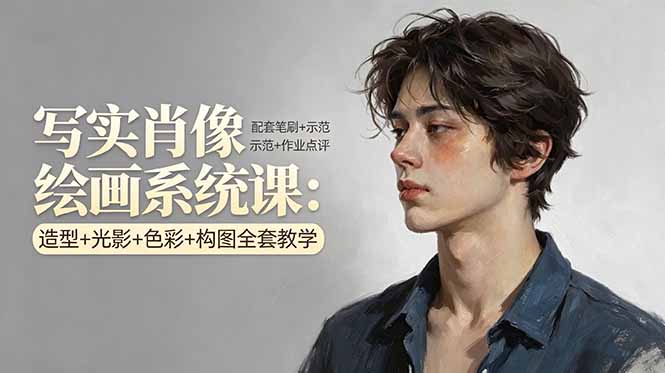 写实肖像绘画系统课：造型+光影+色彩+构图全套教学，配套笔刷+示范+作业点评网创项目-知识付费-在线课程-自媒体创业-网络副业-优利资源优利资源网