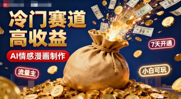 公众号冷门赛道，用AI做情感漫画，7天开通流量主，操作简单，小白可玩网创项目-知识付费-在线课程-自媒体创业-网络副业-优利资源优利资源网