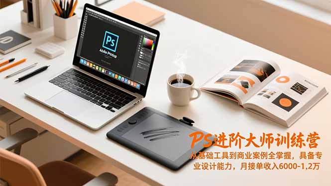 PS进阶大师训练营，从基础工具到商业案例全掌握，具备专业设计能力，月接单收入6000-1.2万网创项目-知识付费-在线课程-自媒体创业-网络副业-优利资源优利资源网