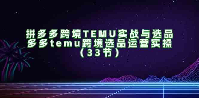 拼多多跨境TEMU实战与选品，多多temu跨境选品运营实操（33节）网创项目-知识付费-在线课程-自媒体创业-网络副业-优利资源优利资源网