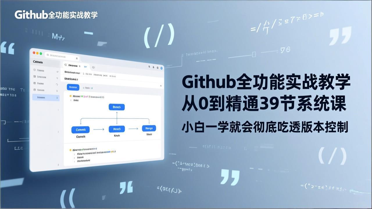 GitHub-全功能实战教学，从0到精通39节系统课，小白一学就会彻底吃透版本控制网创项目-知识付费-在线课程-自媒体创业-网络副业-优利资源优利资源网