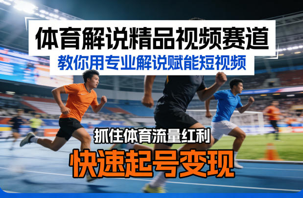 体育解说精品视频赛道，教你用专业解说赋能短视频，抓住体育流量红利，快速起号变现网创项目-知识付费-在线课程-自媒体创业-网络副业-优利资源优利资源网