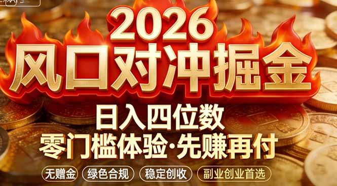 2026美金对冲套利，无赠金对冲策略保驾护航，低门槛易上手实操。单人单日收益2000+网创项目-知识付费-在线课程-自媒体创业-网络副业-优利资源优利资源网