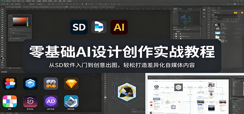 零基础AI设计创作实战教程：从SD软件入门到创意出图，轻松打造差异化自媒体内容网创项目-知识付费-在线课程-自媒体创业-网络副业-优利资源优利资源网