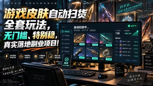 游戏皮肤自动扫货全套玩法，无门槛、特别稳，真实落地副业项目！【揭秘】网创项目-知识付费-在线课程-自媒体创业-网络副业-优利资源优利资源网