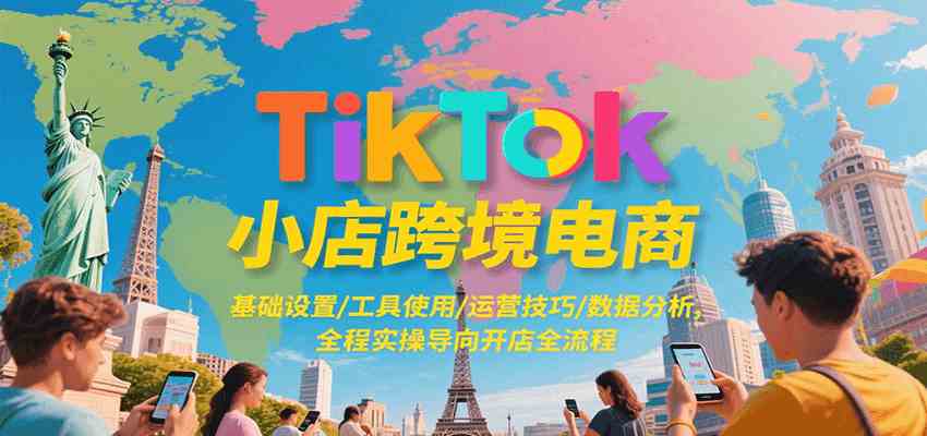 TikTok小店跨境电商，基础设置/工具使用/运营技巧/数据分析，全程实操导向开店全流程网创项目-知识付费-在线课程-自媒体创业-网络副业-优利资源优利资源网