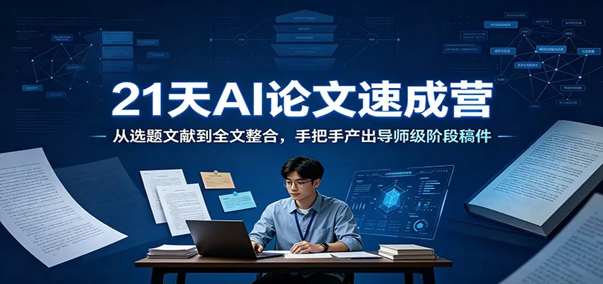 21天AI论文速成营：从选题文献到全文整合，手把手产出导师级阶段稿件网创项目-知识付费-在线课程-自媒体创业-网络副业-优利资源优利资源网