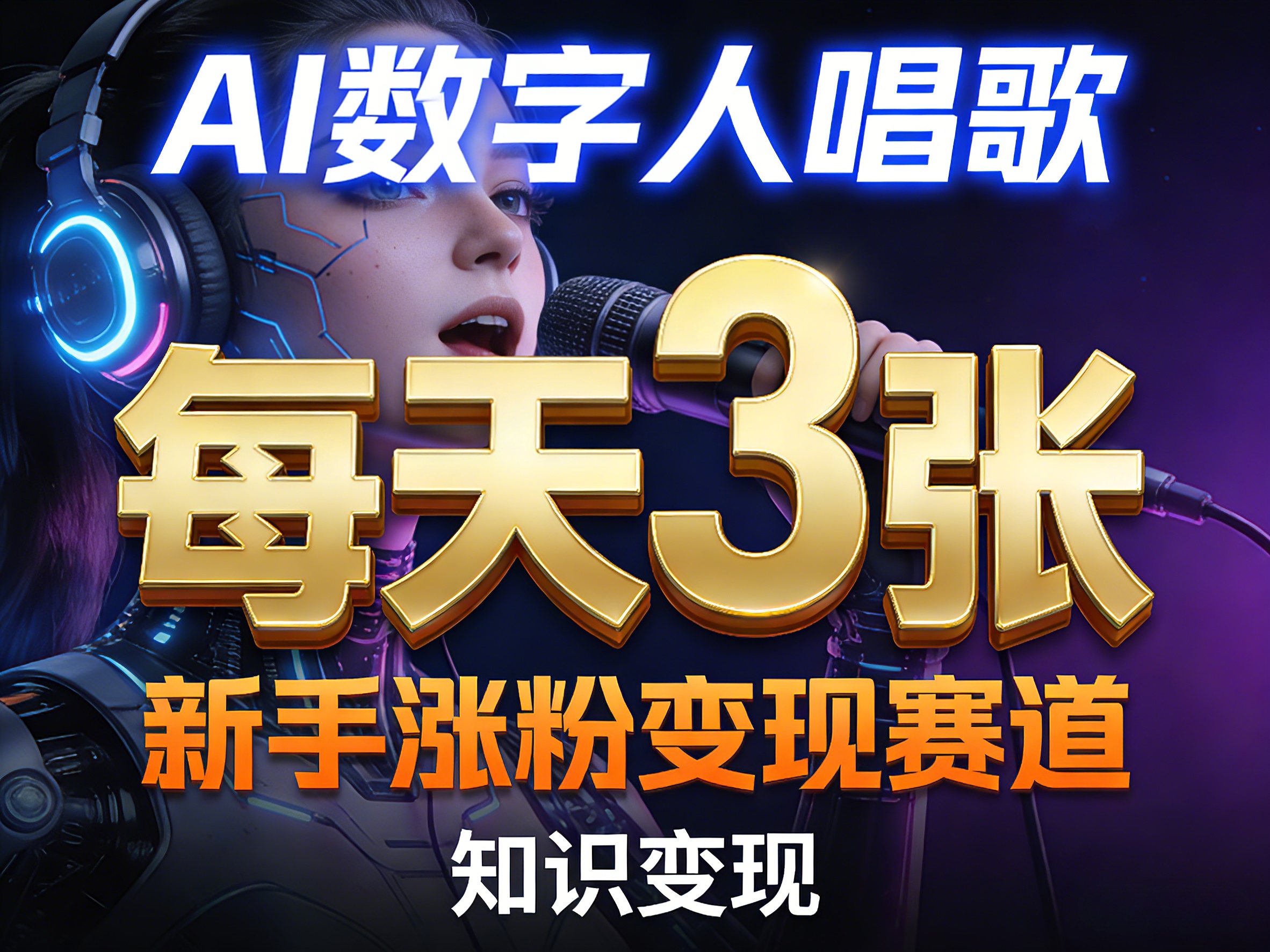 AI数字人唱歌，新手涨粉变现赛道，每天3张和知识付费，副业必备网创项目-知识付费-在线课程-自媒体创业-网络副业-优利资源优利资源网