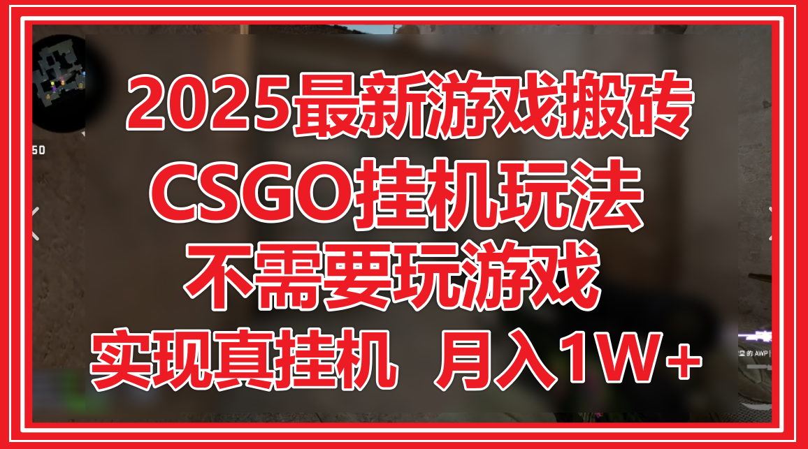 2025最新游戏搬砖，CSGO挂机，不需要玩游戏，实现真挂机，月入1W+网创项目-知识付费-在线课程-自媒体创业-网络副业-优利资源优利资源网