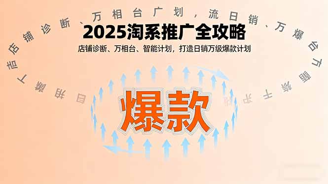 2025淘系推广全攻略，店铺诊断、万相台、智能计划，打造日销万级爆款计划网创项目-知识付费-在线课程-自媒体创业-网络副业-优利资源优利资源网