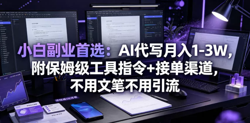 小白副业首选：AI代写月入1-3W，附保姆级工具指令+接单渠道，不用文笔不用引流【揭秘】网创项目-知识付费-在线课程-自媒体创业-网络副业-优利资源优利资源网