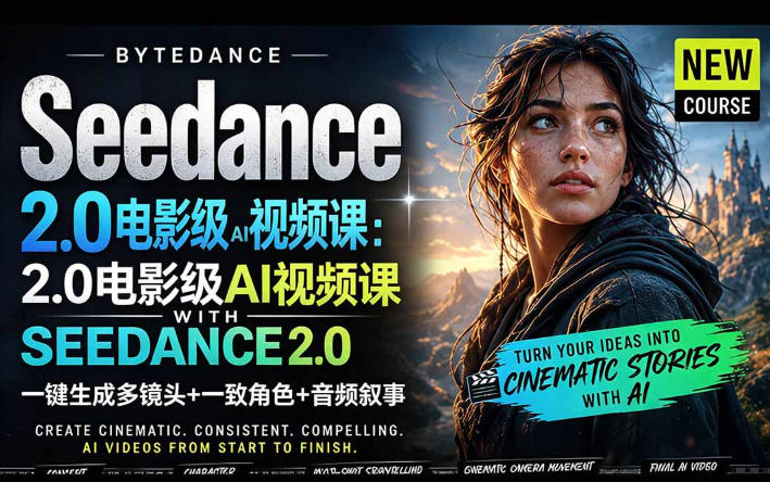 字节跳动的Seedance 2.0 AI电影视频生成制作教程，一键生成多镜头+一致角色+音频叙事-中英字幕网创项目-知识付费-在线课程-自媒体创业-网络副业-优利资源优利资源网
