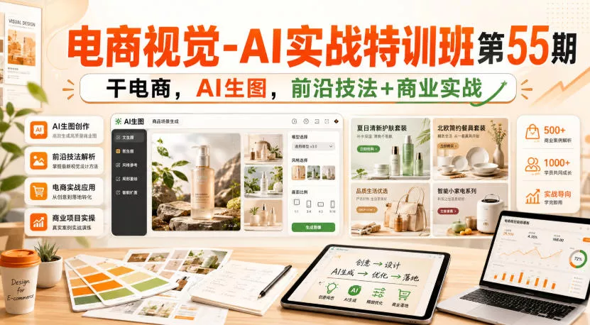 电商视觉-AI实战特训班第55期，干电商，AI生图，前沿技法+商业实战网创项目-知识付费-在线课程-自媒体创业-网络副业-优利资源优利资源网
