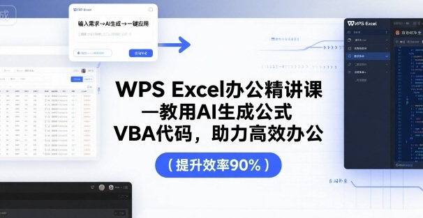 WPS Excel办公精讲课，教用 AI 生成公式，VBA 代码，助力高效办公网创项目-知识付费-在线课程-自媒体创业-网络副业-优利资源优利资源网
