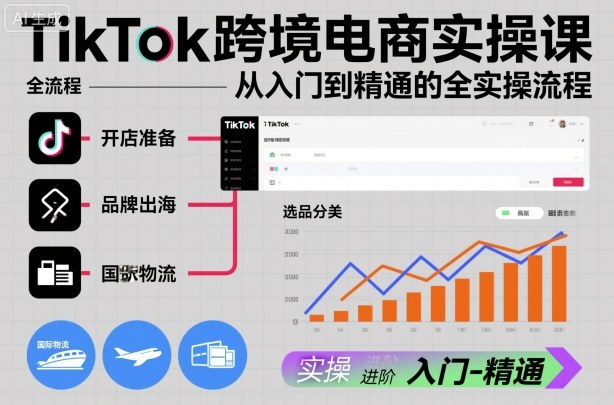 TikTok跨境电商实操课，从入门到精通的全实操流程网创项目-知识付费-在线课程-自媒体创业-网络副业-优利资源优利资源网